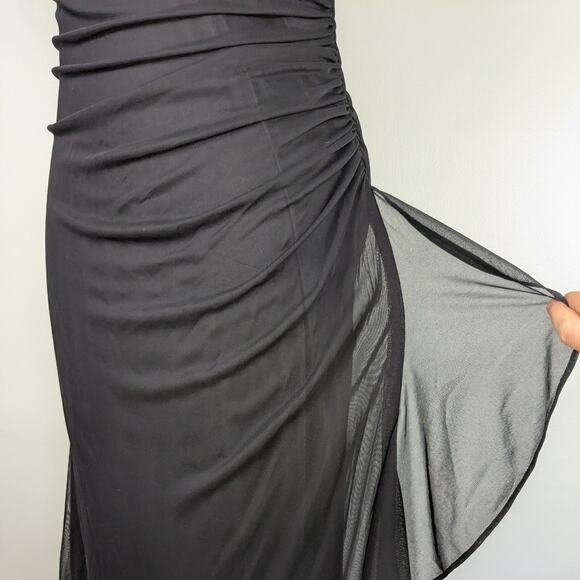 Betsy Adam Prom Dress Maxi Gown 14 Black Pink Vintage Y2K Fariy Goth Ruffle Glam - Picture 5 of 15